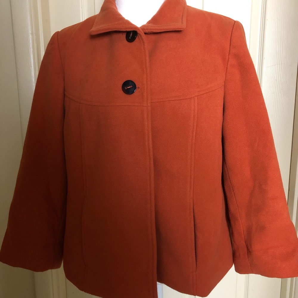 CHICO’S ORANGE COAT SIZE 1 - Picture 1 of 5